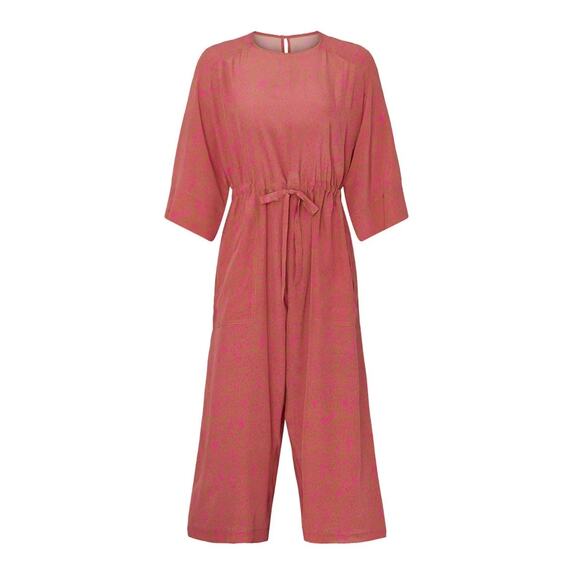 No 6 Store Tan with Hot Pink Dots Ida Jumpsuit 1 Small - Picture 5 of 15